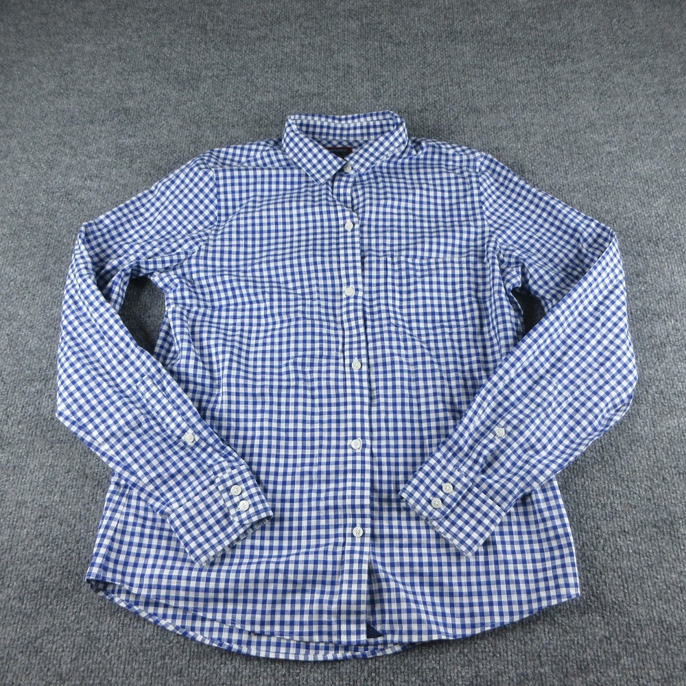 UNTUCKit Shirt Womens 4 Blue Check Long Sleeve Button Up Gattinara Casual